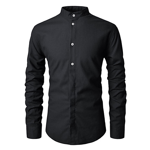 

Men's Shirt Solid Colored Long Sleeve Casual Tops Fashion White Black Red / Stand Collar / Work