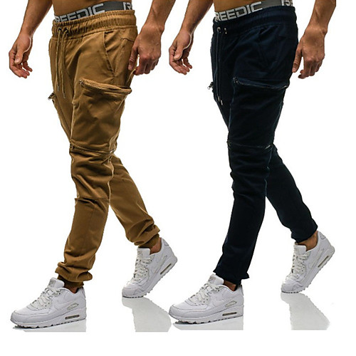 

Men's Sporty Casual / Sporty Streetwear Quick Dry Breathable Soft Daily Sports Pants Chinos Trousers Pants Camouflage Solid Color Full Length Drawstring Elastic Waist Army green camouflage Black Red