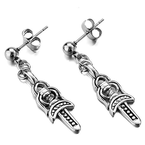 

Men's Earrings Classic Holiday Birthday Stylish Simple Stainless Steel Earrings Jewelry Silver For Street Formal Date Festival 1pc
