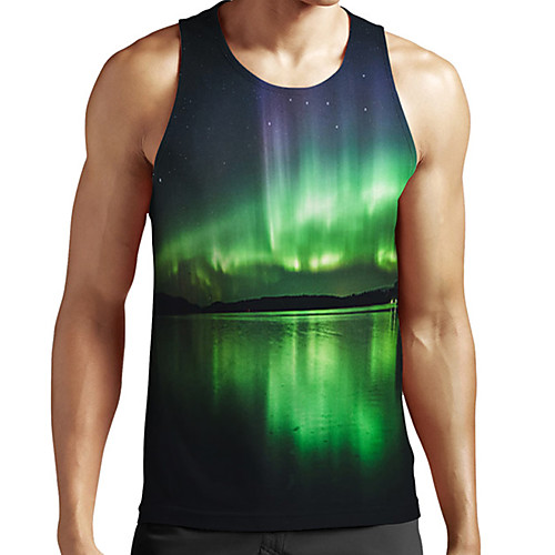 

Men's Unisex Tank Top Undershirt 3D Print Scenery Graphic Prints Plus Size Print Sleeveless Casual Tops Basic Fashion Designer Breathable Green
