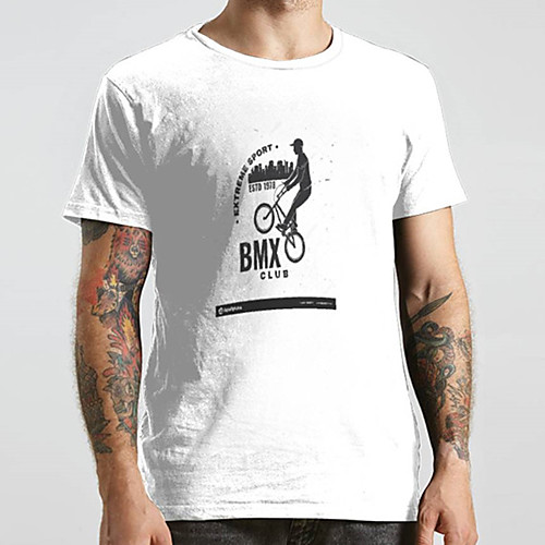 

Men's Unisex Tee T shirt Hot Stamping Graphic Prints Bicycle Old Man Letter Plus Size Print Short Sleeve Casual Tops Basic Fashion Designer Big and Tall White