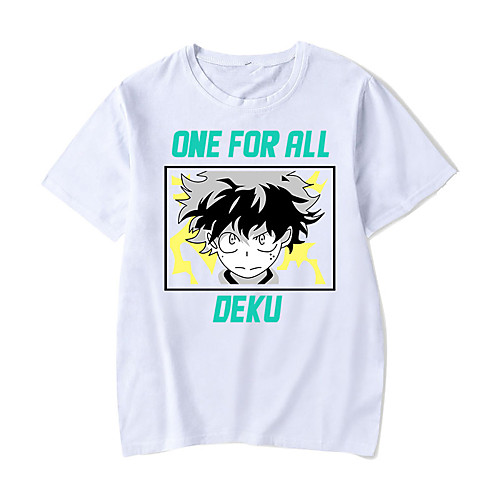 

Men's Unisex Tee T shirt Hot Stamping Anime Graphic Prints Plus Size My Hero Academia Print Short Sleeve Casual Tops Cotton Basic Designer Big and Tall White Black Red