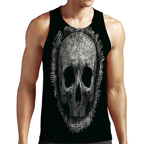 

Men's Unisex Tank Top Undershirt 3D Print Graphic Prints Skull Plus Size Print Sleeveless Casual Tops Basic Designer Big and Tall Black