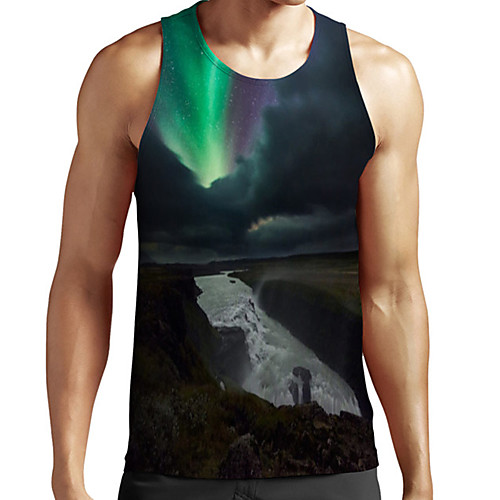 

Men's Unisex Tank Top Undershirt 3D Print Scenery Graphic Prints Plus Size Print Sleeveless Casual Tops Basic Fashion Designer Breathable Green