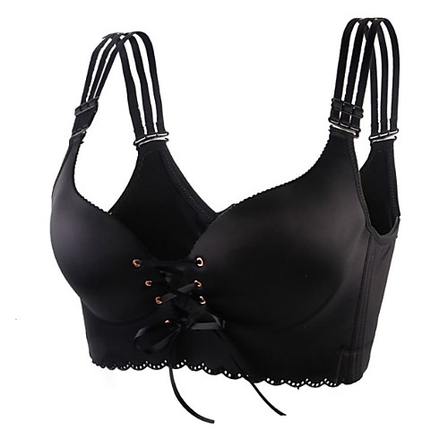

Women's Bras & Bralettes Push-up 3/4 Cup Lace Solid Color Sexy Gray