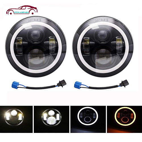 

OTOLAMPARA 120W 7'' Led Headlight H4 H13 High Low Beam Car Amber Running Lights for Jeep Wrangler JK Lada Niva 4x4 IP68 Waterproof 2pcs