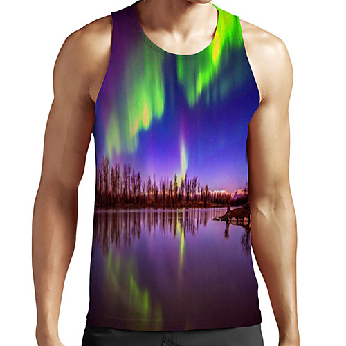 

Men's Unisex Tank Top Undershirt 3D Print Scenery Graphic Prints Plus Size Print Sleeveless Casual Tops Basic Fashion Designer Breathable Blue