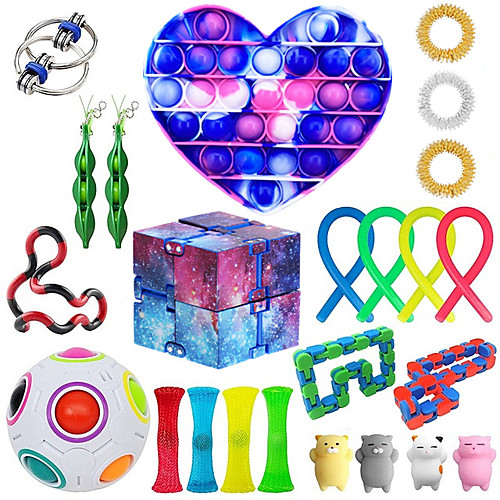 

24 pcs Fidget Sensory Toy Set Stress Relief Toys Autism Anxiety Relief Stress Pop Bubble Fidget Sensory Toy For Kids Adults