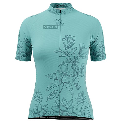 

21Grams Women's Short Sleeve Cycling Jersey Summer Spandex Polyester Green Floral Botanical Bike Jersey Top Mountain Bike MTB Road Bike Cycling Quick Dry Moisture Wicking Breathable Sports Clothing