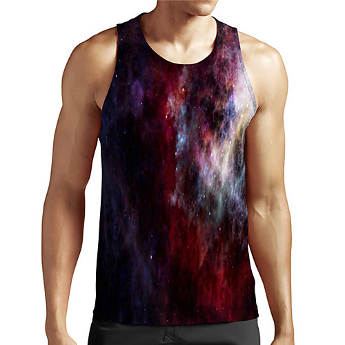

Men's Unisex Tank Top Undershirt 3D Print Galaxy Graphic Prints Plus Size Print Sleeveless Casual Tops Basic Designer Big and Tall Red
