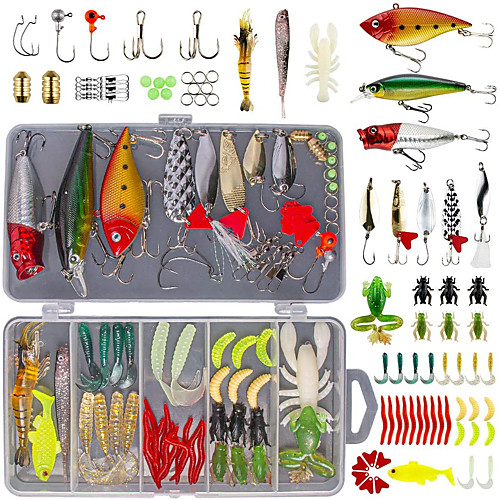 

78 pcs Lure kit Fishing Lures Hard Bait Soft Bait Spoons Minnow Crank Popper Vibration / VIB lifelike 3D Eyes Bass Trout Pike Freshwater and Saltwater
