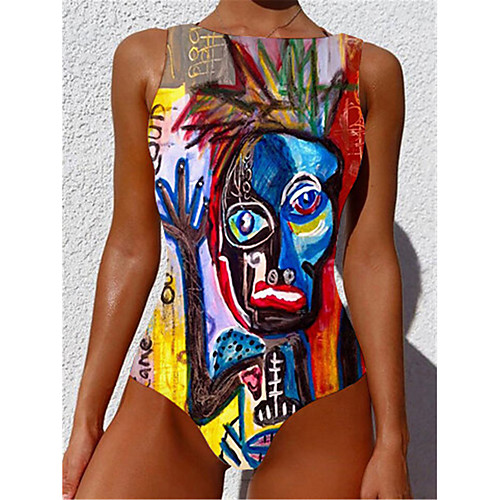 

Women's One Piece Monokini Swimsuit Tummy Control Slim Abstract Blue Swimwear Strap Bathing Suits New Casual Sexy / Padded Bras / Beach