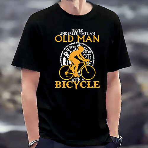 

Men's Unisex Tee T shirt Shirt Hot Stamping Graphic Prints Bicycle Old Man Letter Plus Size Print Short Sleeve Casual Tops Basic Fashion Designer Big and Tall Round Neck White Blushing Pink Black