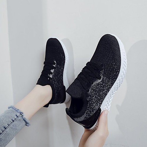 

Women's Sneakers Flat Heel Round Toe Mesh Solid Colored White Black Pink