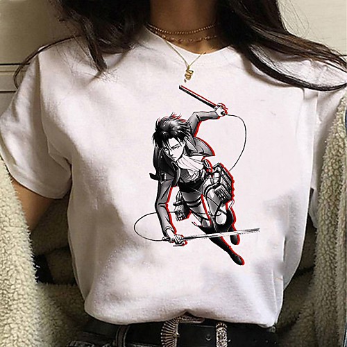 

Inspired by Attack on Titan Cosplay Anime Cartoon Polyester / Cotton Blend Print Harajuku Graphic Kawaii T-shirt For Women's / Men's