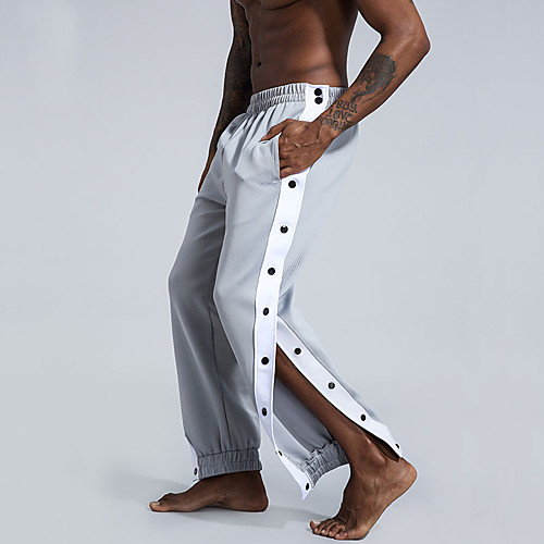 

Men's Stylish Sporty Casual / Sporty Streetwear Breathable Soft Daily Sports Pants Chinos Trousers Pants Patchwork Full Length Drawstring Elastic Waist Side Button Black Grey