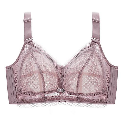 

Women's Bras & Bralettes Push-up Full Coverage Lace Solid Color Sexy Purple