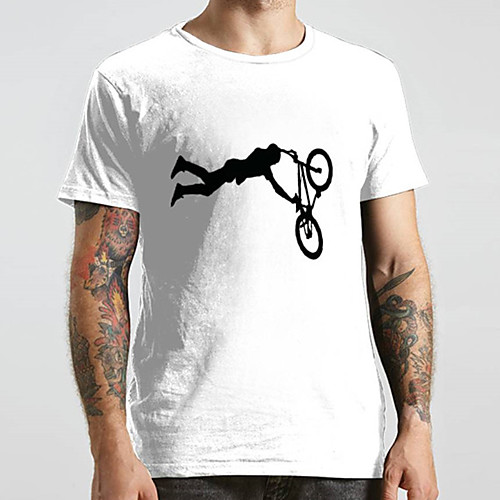 

Men's Unisex Tee T shirt Hot Stamping Graphic Prints Bicycle Human Old Man Plus Size Print Short Sleeve Casual Tops Basic Fashion Designer Big and Tall White