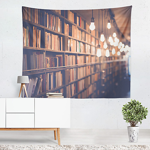 

Book Shelf Light Wall Tapestry Art Decor Blanket Curtain Hanging Home Bedroom Living Room Decoration Polyester