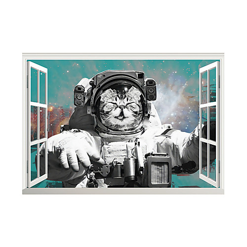 

3D False Window Cat Space Home Children's Room Background Decoration Can Be Removed Stickers