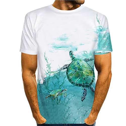 

Men's Tee T shirt 3D Print Graphic Prints Animal Print Short Sleeve Daily Tops Casual Designer Big and Tall White