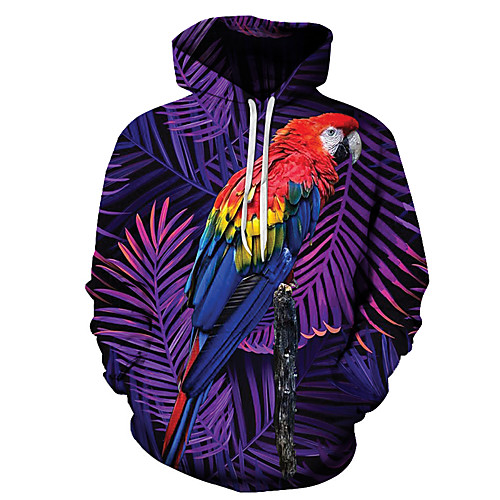 

Men's Unisex Plus Size Pullover Hoodie Sweatshirt Graphic Prints Bird Print Hooded Casual Daily Holiday 3D Print Basic Designer Hoodies Sweatshirts Long Sleeve Purple Brown Navy Blue