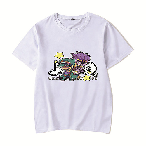 

Men's Unisex Tee T shirt Hot Stamping Anime Graphic Prints Plus Size JoJo's Bizarre Adventure Print Short Sleeve Casual Tops Cotton Basic Designer Big and Tall White Red Blushing Pink