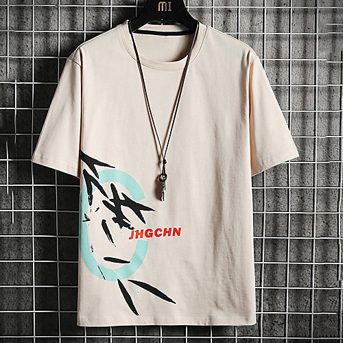 

Men's Unisex Tee T shirt Hot Stamping Graphic Prints Letter Plus Size Print Short Sleeve Casual Tops Cotton Basic Fashion Designer Big and Tall White Black Khaki