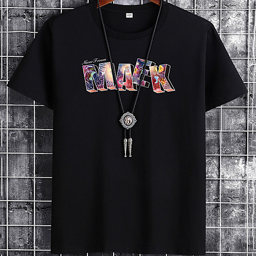 

Men's Unisex Tee T shirt Hot Stamping Graphic Prints Letter Plus Size Print Short Sleeve Casual Tops Cotton Basic Designer Big and Tall White Black Khaki