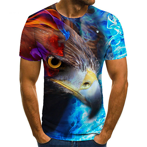 

Men's Unisex Tee T shirt 3D Print Graphic Prints Eagle Plus Size Print Short Sleeve Casual Tops Basic Fashion Designer Big and Tall Blue