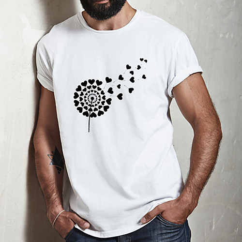 

Men's Unisex Tee T shirt Hot Stamping Heart Graphic Prints Plus Size Print Short Sleeve Casual Tops Cotton Basic Fashion Designer Big and Tall White