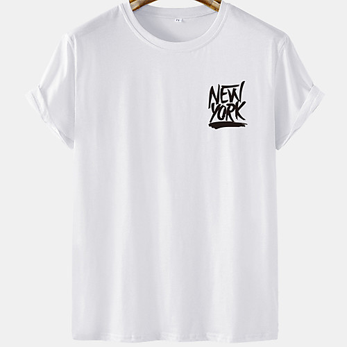 

Men's Unisex Tee T shirt Hot Stamping Graphic Prints Letter Plus Size Short Sleeve Casual Tops Cotton Basic Designer Big and Tall White Khaki Green