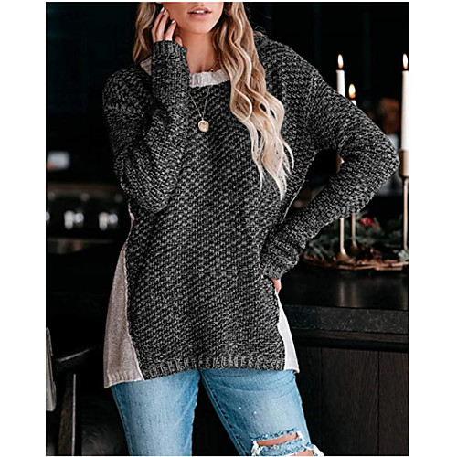 

2020 fall/winter europe and america new foreign trade amazon plus size commuter ol round neck mixed wool explosive knit sweater blouse
