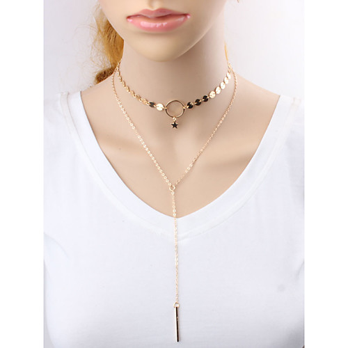 

Women's Layered Necklace Tassel Simple Alloy Gold 494 cm Necklace Jewelry 1pc For Festival