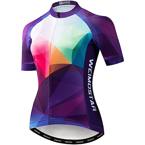 

21Grams Women's Short Sleeve Cycling Jersey Summer Spandex Polyester Violet Rainbow Bike Jersey Top Mountain Bike MTB Road Bike Cycling Quick Dry Moisture Wicking Breathable Sports Clothing Apparel