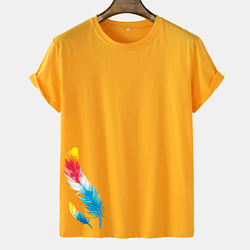 

Men's Unisex Tee T shirt Hot Stamping Graphic Prints Feather Plus Size Short Sleeve Casual Tops 100% Cotton Basic Fashion Designer Comfortable Blue Blushing Pink Orange