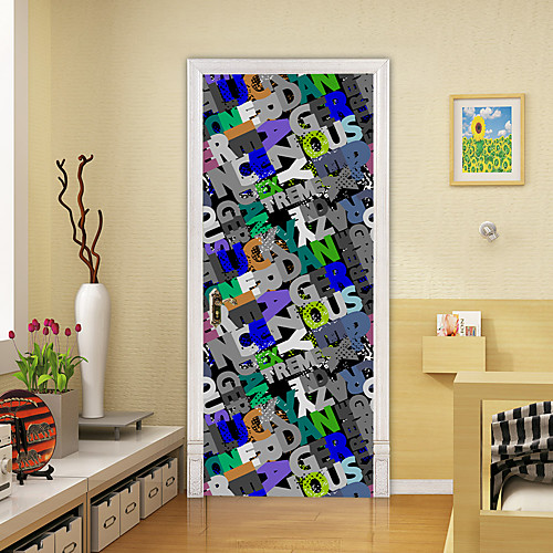 

2pcs Self-adhesive Creative 3d Letter Door Stickers For Living Room Diy Decoration Home Waterproof Wall Stickers