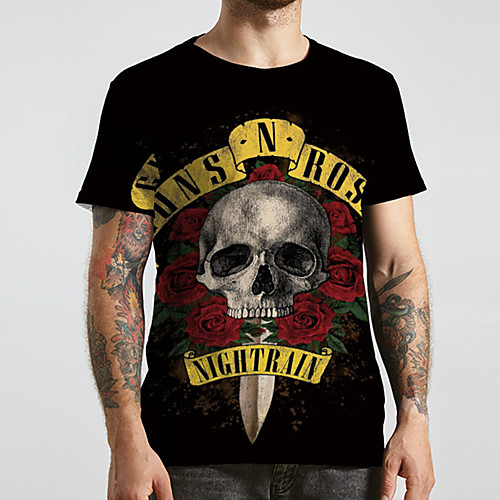 

Men's Unisex Tee T shirt 3D Print Graphic Prints Skull Plus Size Print Short Sleeve Casual Tops Basic Designer Big and Tall Black