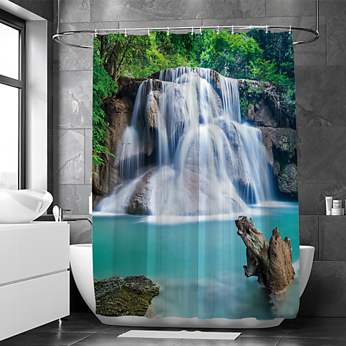 

Waterproof Fabric Shower Curtain Bathroom Decoration and Modern and Landscape 72 Inch