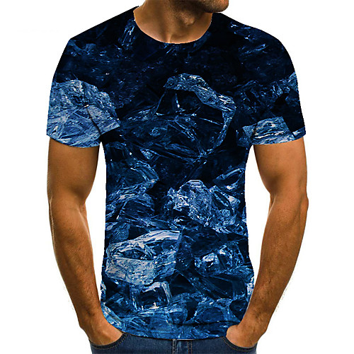 

Men's Unisex Tee T shirt 3D Print Graphic Prints Ice cube Plus Size Print Short Sleeve Casual Tops Basic Fashion Designer Big and Tall Blue