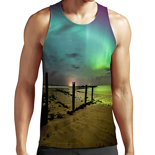 

Men's Unisex Tank Top Undershirt 3D Print Scenery Graphic Prints Plus Size Print Sleeveless Casual Tops Basic Fashion Designer Breathable Blue