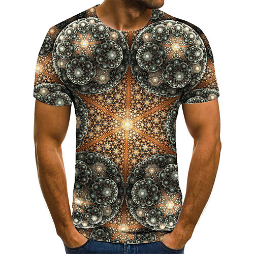

Men's Unisex Tee T shirt 3D Print Graphic Prints Machine Plus Size Print Short Sleeve Casual Tops Basic Fashion Designer Big and Tall Brown