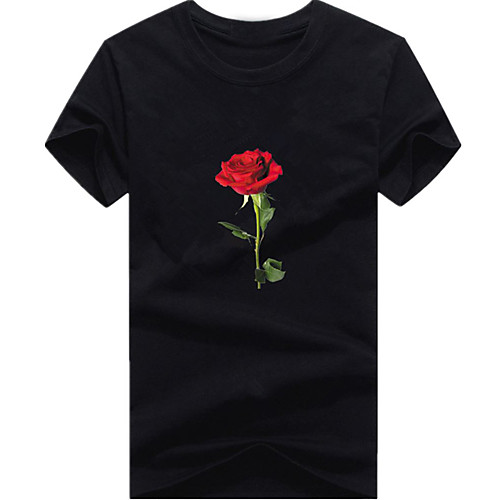 

Men's Unisex Tee T shirt Hot Stamping Graphic Prints Rose Plus Size Print Short Sleeve Casual Tops 100% Cotton Basic Designer Big and Tall White Black Light gray