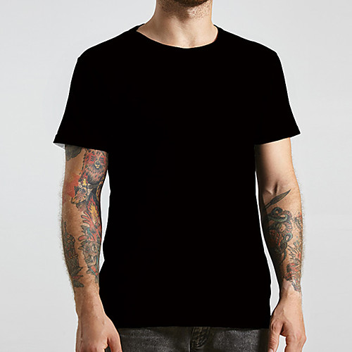 

Men's Unisex Tee T shirt non-printing Solid Color Plain Plus Size Print Short Sleeve Casual Tops Basic Designer Big and Tall Black