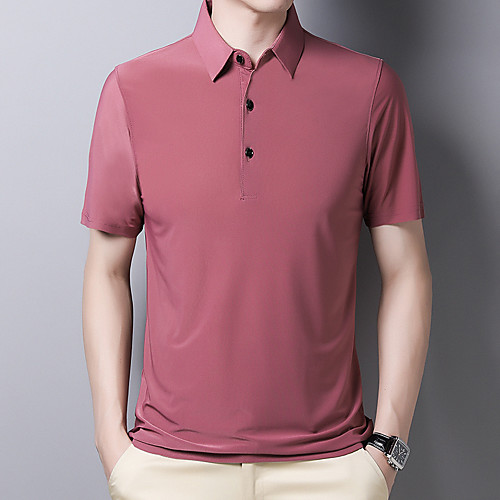

Men's Golf Shirt Tennis Shirt non-printing Solid Color Short Sleeve Casual Tops Business Simple Classic Blue-Green Blushing Pink Gray / Summer / Work