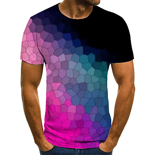 

Men's Unisex Tee T shirt 3D Print Graphic Prints Crack Plus Size Print Short Sleeve Casual Tops Basic Fashion Designer Big and Tall Rainbow