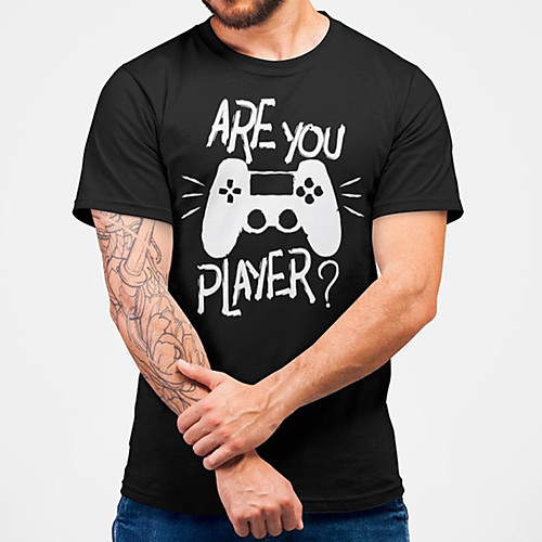 

Men's Unisex Tee T shirt Hot Stamping Graphic Prints Game Console Plus Size Print Short Sleeve Casual Tops Cotton Basic Fashion Designer Big and Tall Black