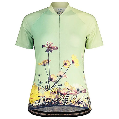 

21Grams Women's Short Sleeve Cycling Jersey Summer Spandex Polyester Green Floral Botanical Bike Jersey Top Mountain Bike MTB Road Bike Cycling Quick Dry Moisture Wicking Breathable Sports Clothing