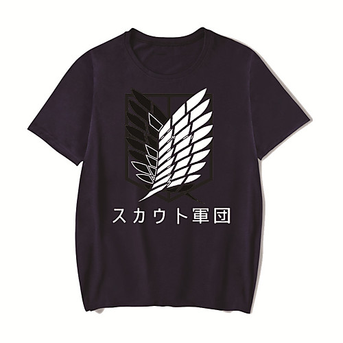 

Men's Unisex Tee T shirt Hot Stamping Anime Graphic Prints Plus Size Attack on Titan Print Short Sleeve Casual Tops Cotton Basic Designer Big and Tall White Black Red