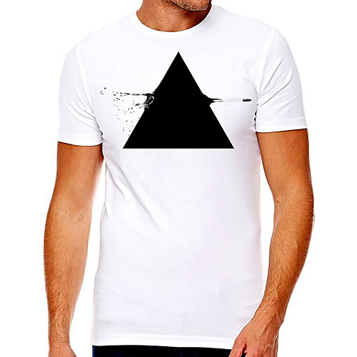 

Men's Unisex Tee T shirt Hot Stamping Geometric Graphic Prints Plus Size Print Short Sleeve Casual Tops Cotton Basic Designer Big and Tall White